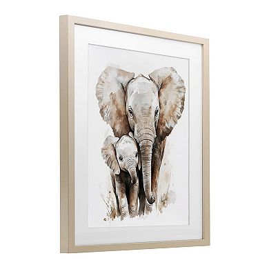Stupell Home Decor Elephant Baby with Mother Framed Wall Art