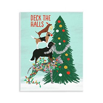 Stupell Home Decor Deck The Halls Stacked Dogs Wall Art
