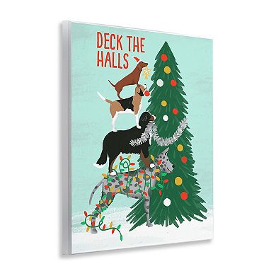 Stupell Home Decor Deck The Halls Stacked Dogs Wall Art