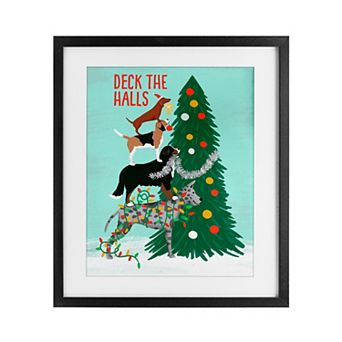 Stupell Home Decor Deck The Halls Stacked Dogs Wall Art