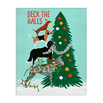 Stupell Home Decor Deck The Halls Stacked Dogs Wall Art