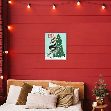 Stupell Home Decor Deck The Halls Stacked Dogs Wall Art