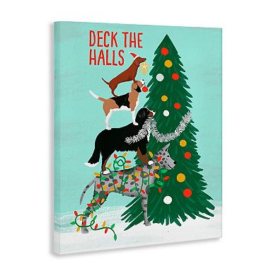 Stupell Home Decor Deck The Halls Stacked Dogs Wall Art
