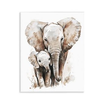 Stupell Home Decor Elephant Baby with Mother Wall Art