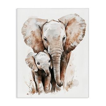 Stupell Home Decor Elephant Baby with Mother Wall Art