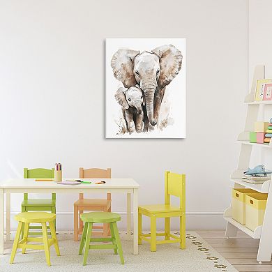 Stupell Home Decor Elephant Baby with Mother Wall Art