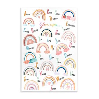 Stupell Home Decor Motivational Rainbow Alphabet Wall Art