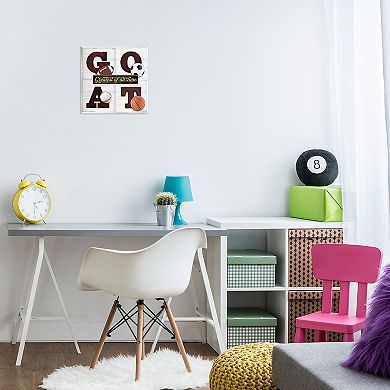 Stupell Home Decor GOAT with Sports Balls Plaque Wall Art