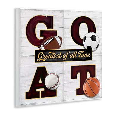 Stupell Home Decor GOAT with Sports Balls Plaque Wall Art