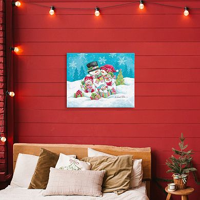 Stupell Home Decor Festive Snowman Family Scene Canvas Wall Art