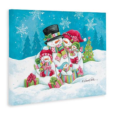 Stupell Home Decor Festive Snowman Family Scene Canvas Wall Art