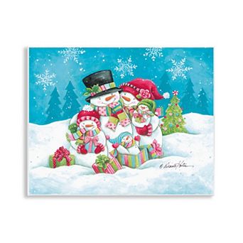 Stupell Home Decor Festive Snowman Family Scene Plaque Wall Art