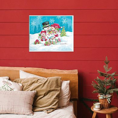 Stupell Home Decor Festive Snowman Family Scene Plaque Wall Art