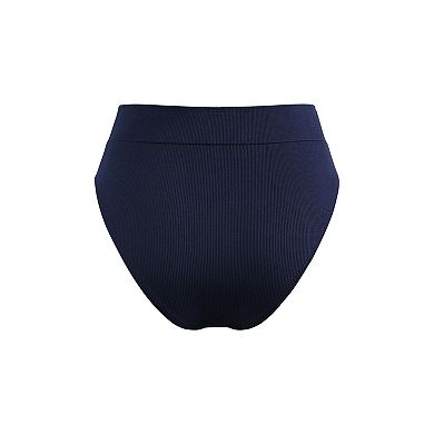 Women's Cupshe Ribbed High-Waist Swim Bottoms
