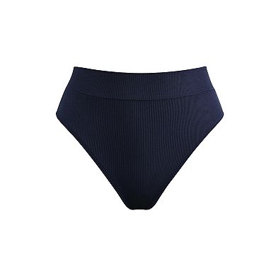 Women's Cupshe Ribbed High-Waist Swim Bottoms