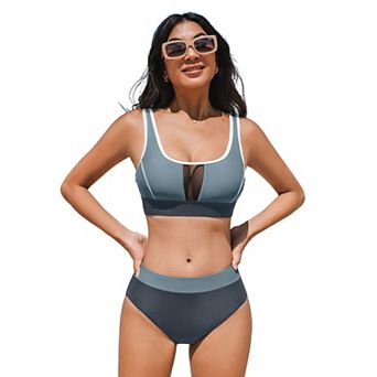 Women's Cupshe 2 pc High-Waisted Bikini Top & Bottoms Swim Set