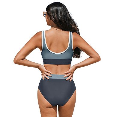 Women's Cupshe 2-Piece High-Waisted Bikini Top & Bottoms Swim Set