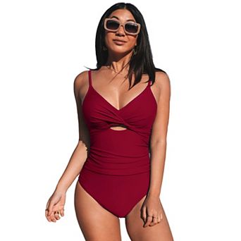 Women's Cupshe Twist One-Piece Swimsuit with Cutout Detail
