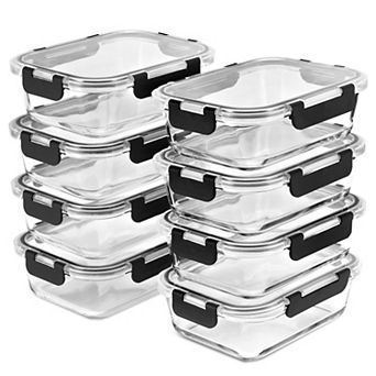 Sorbus 16 pc Rectangular (1040ml/ 35oz/ 4.4 cup ) Glass Meal Prep Containers with Airtight Lids