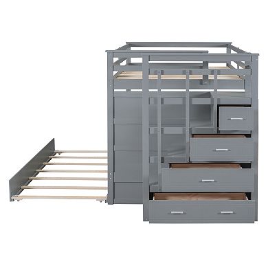 Merax Bunk Bed with Trundle and Staircase