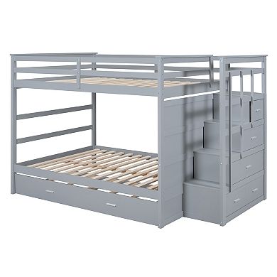 Merax Bunk Bed with Trundle and Staircase