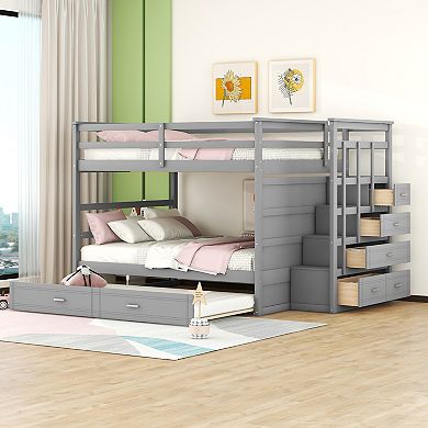 Merax Bunk Bed with Trundle and Staircase
