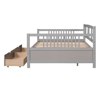 Merax Full Size Daybed Wood Bed with Two Drawers