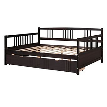 Merax Full Size Daybed Wood Bed with Two Drawers