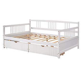 Merax Full Size Daybed Wood Bed with Two Drawers