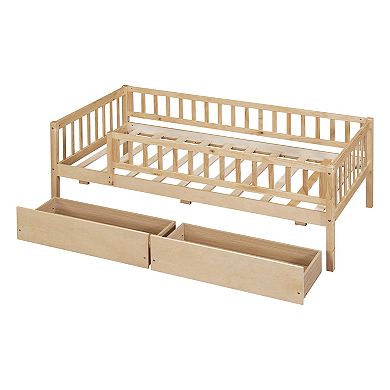 Merax Daybed Wood Bed with Two Drawers