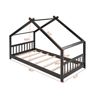 Merax Twin Size House Bed Wood Bed