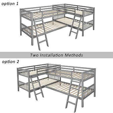 Merax L-Shaped Bunk Bed with Ladder