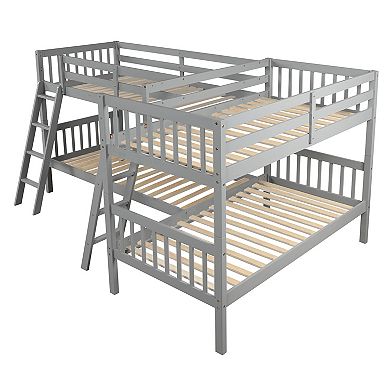 Merax L-Shaped Bunk Bed with Ladder