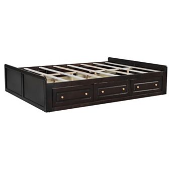 Merax Wood Queen Size Platform Bed Frame with 6 Drawers