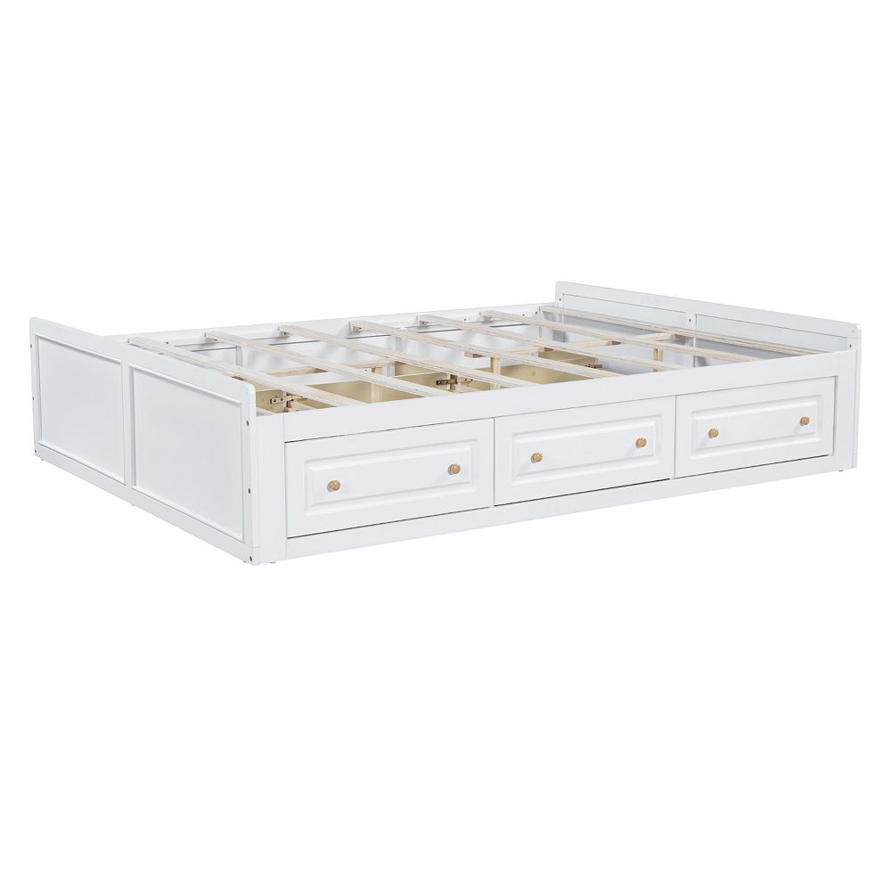 Merax Wood Queen Size Platform Bed Frame with 6 Drawers