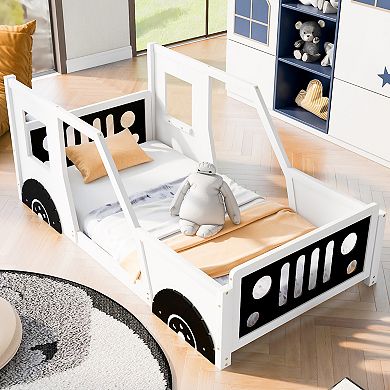 Merax Classic Car-Shaped Platform Bed with Wheels