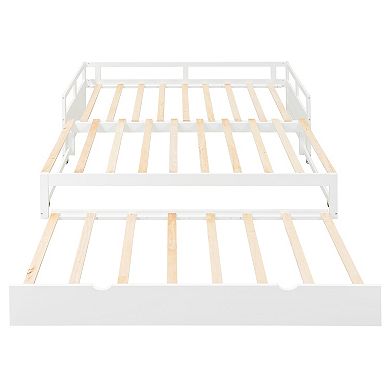 Merax Extending Daybed with Trundle, Wooden Daybed with Trundle