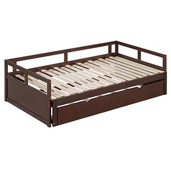 Merax Extending Daybed with Trundle, Wooden Daybed with Trundle