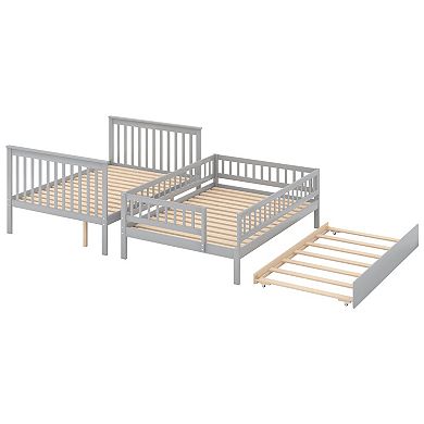 Merax Full over Full Bunk Bed with Trundle and Staircase