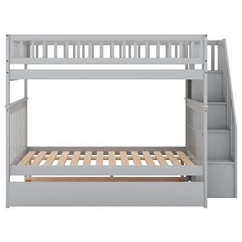 Merax Full over Full Bunk Bed with Trundle and Staircase