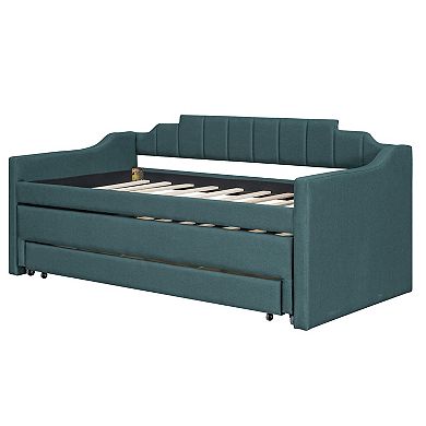 Merax Upholstered Daybed with Trundle and Three Drawers