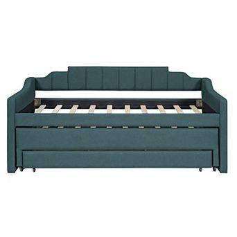Merax Upholstered Daybed with Trundle and Three Drawers