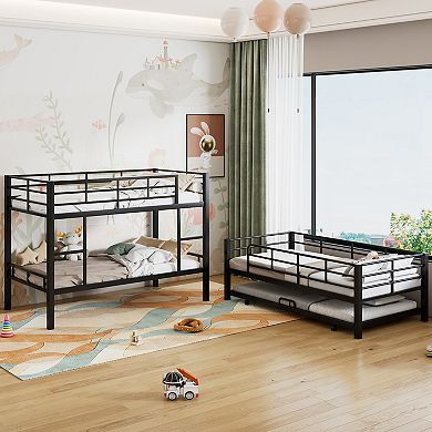 Merax Metal Twin Size Triple Bunk Bed With Trundle