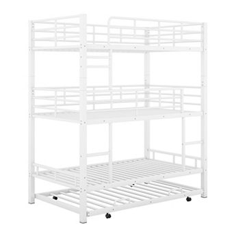 Merax Metal Twin Size Triple Bunk Bed With Trundle