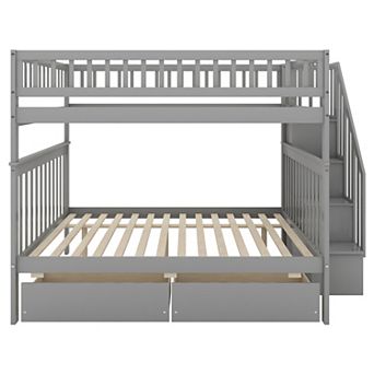 Merax Full over Full Bunk Bed with Two Drawers and Storage
