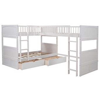 Merax Twin Size Bunk Bed with a Loft Bed attached, with Two Drawers