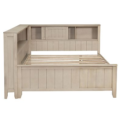 Merax Twin Size Wood Daybed with Storage Shelves and 3 Drawers