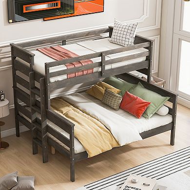 Merax Wood Twin XL over Queen Bunk Bed with Ladder