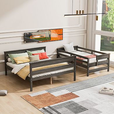 Merax Wood Twin XL over Queen Bunk Bed with Ladder