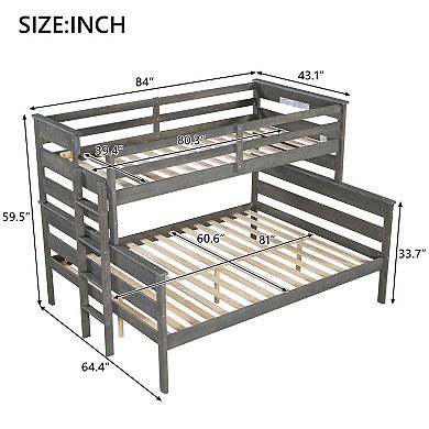 Merax Wood Twin XL over Queen Bunk Bed with Ladder